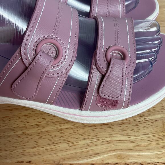 Clarks Cloudsteppers Breeze Maye Slide Sandals Mauve and White US 8 Womens - Picture 5 of 12
